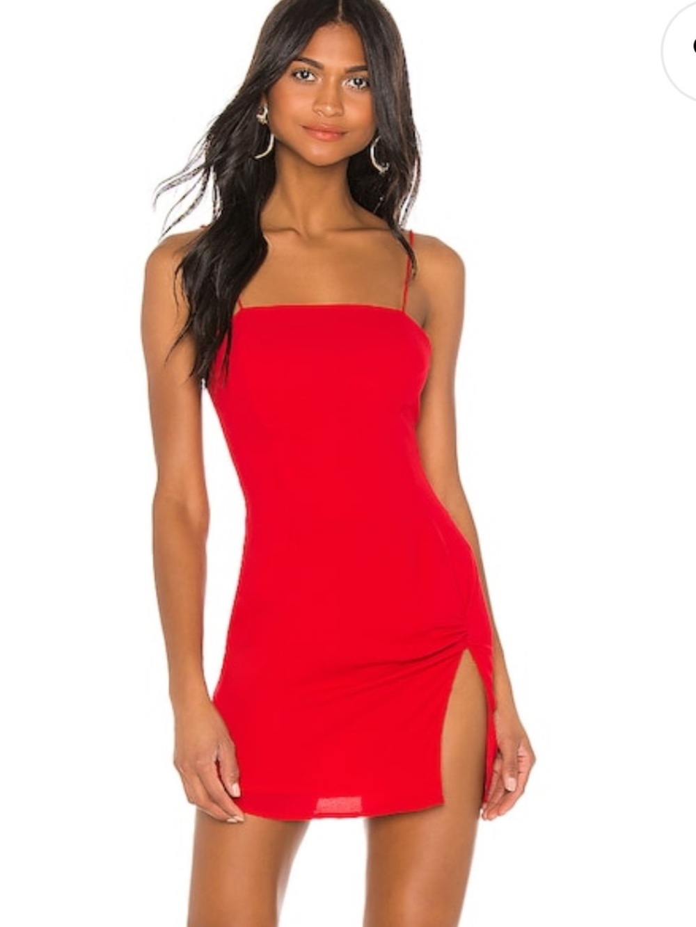 Superdown Syrus Slit Mini Dress Cherry Red Bodycon Spaghetti Strap Revolve XS